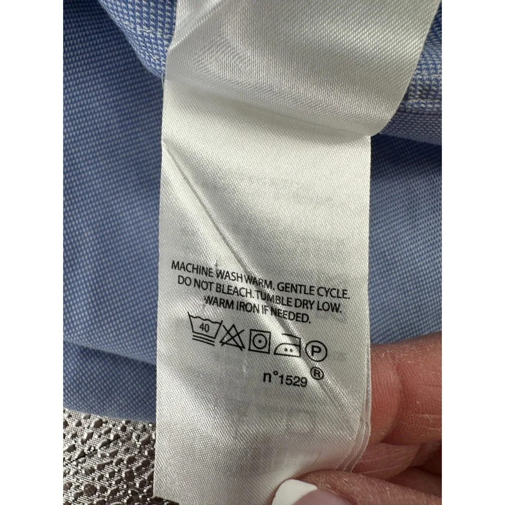 Ralph Lauren Shirt Mens 16 1/2 Blue White Gingham Check LS Button Down Blue Pony